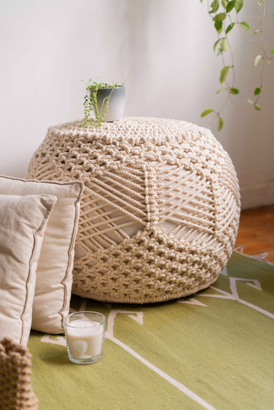 Macrame pouf